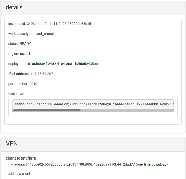 status text of ready instance